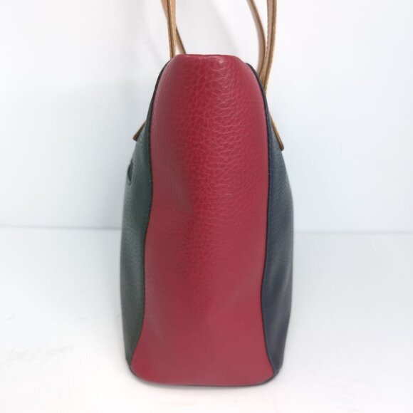 LA Tour Eiffel 1887 Red Green and Blue Pebbled Leather Handbag - Picture 3 of 14